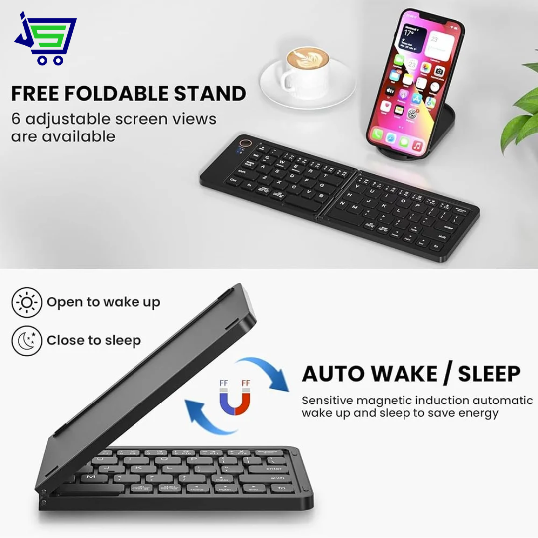 JarooriStuff™ Two-Fold Portable Mini Bluetooth Keyboard