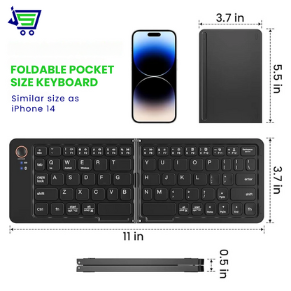 JarooriStuff™ Two-Fold Portable Mini Bluetooth Keyboard